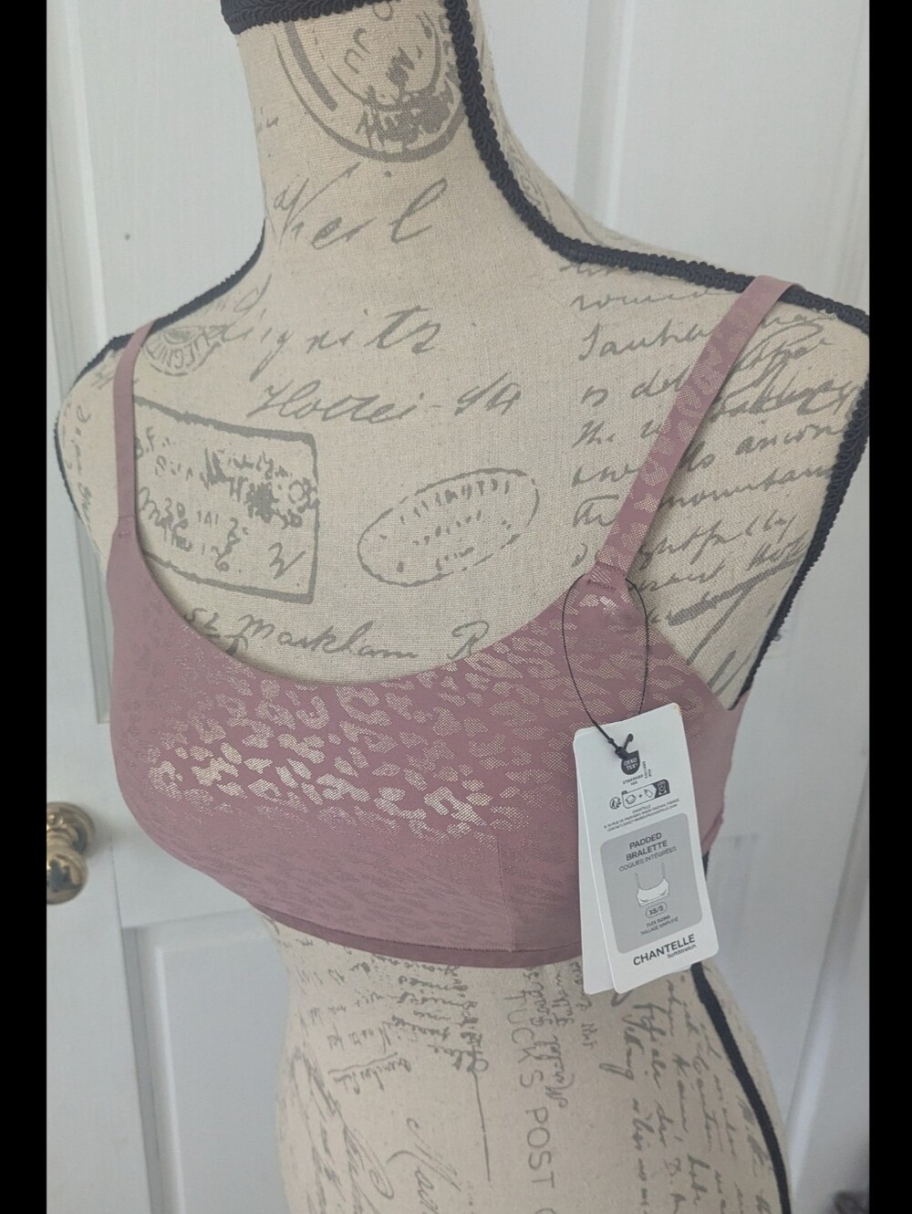 Chantelle Soft Stretch Padded Bralette Pink Gold Print XS/S NWT